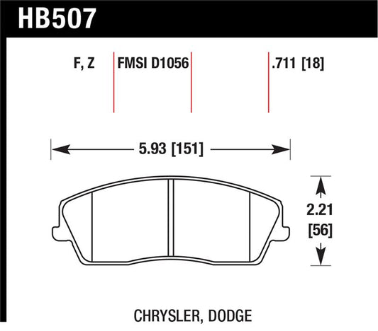 Hawk Performance Hawk 09-10 Dodge Challenger SE/06-10 Charger SE/05-10 Chrysler 300 HPS Street Front Brake Pads
