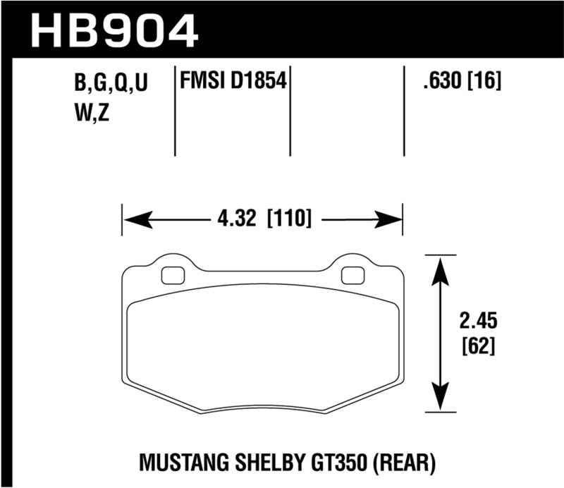 Hawk Performance Hawk 15-17 Ford Mustang HPS 5.0 Rear Brake Pads
