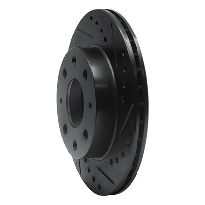 R1 Concepts R1 84-06 Honda CRX Front Right Drilled & Slotted Black Brake Rotor