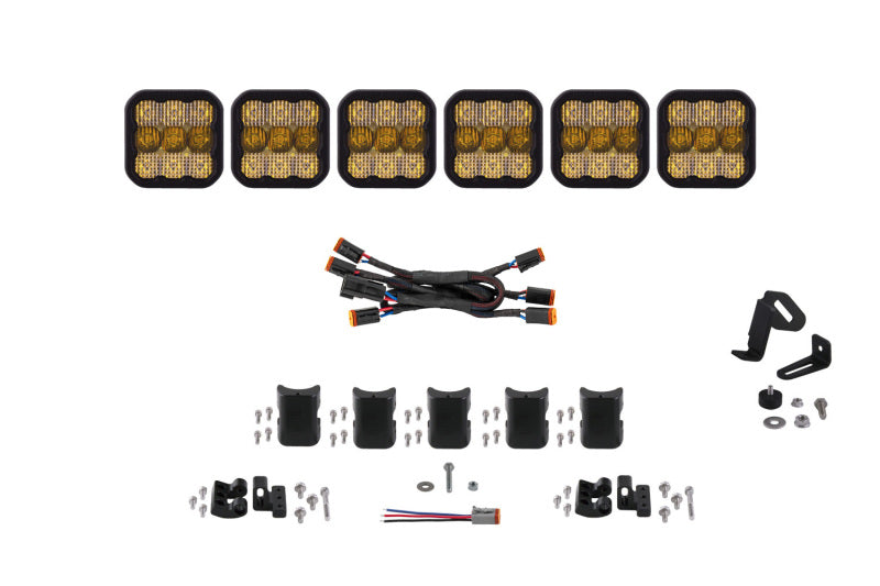 Diode Dynamics SS5 Pro Universal CrossLink 6-Pod Lightbar - Yellow Combo