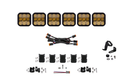 Diode Dynamics SS5 Pro Universal CrossLink 6-Pod Lightbar - Yellow Combo