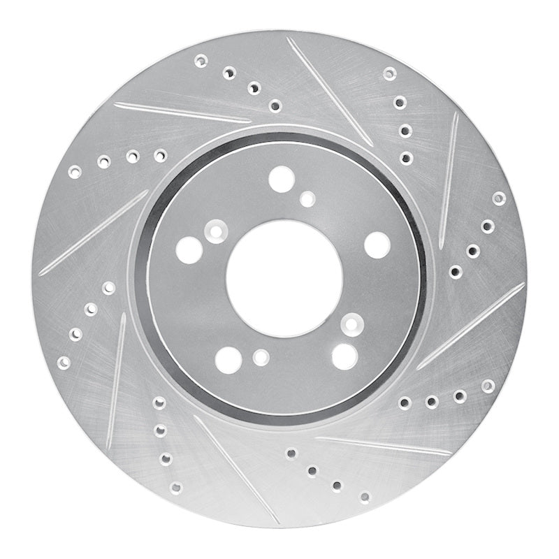 R1 Concepts R1 14-20 Acura RLX Front Right Drilled & Slotted Silver Brake Rotor