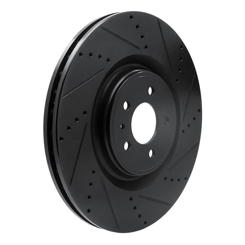 R1 Concepts R1 13-14 Ford Mustang Front Right Drilled & Slotted Black Brake Rotor