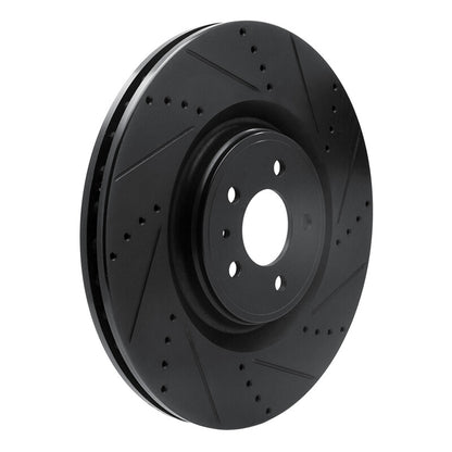 R1 Concepts R1 13-14 Ford Mustang Front Right Drilled & Slotted Black Brake Rotor