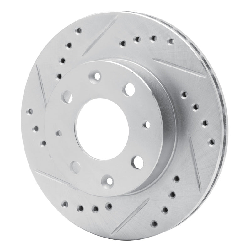 R1 Concepts R1 84-06 Honda CRX Front Left Drilled & Slotted Silver Brake Rotor