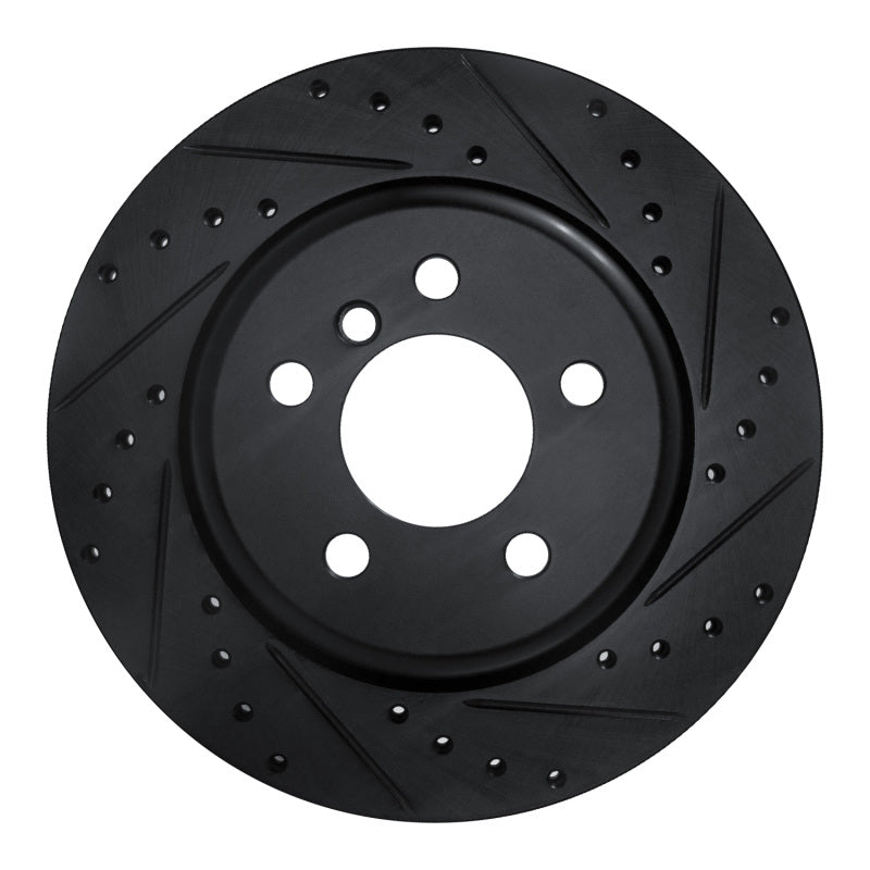 R1 Concepts R1 11-16 BMW 535I Rear Right Drilled & Slotted Black Brake Rotor