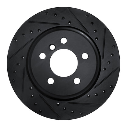R1 Concepts R1 11-16 BMW 535I Rear Right Drilled & Slotted Black Brake Rotor