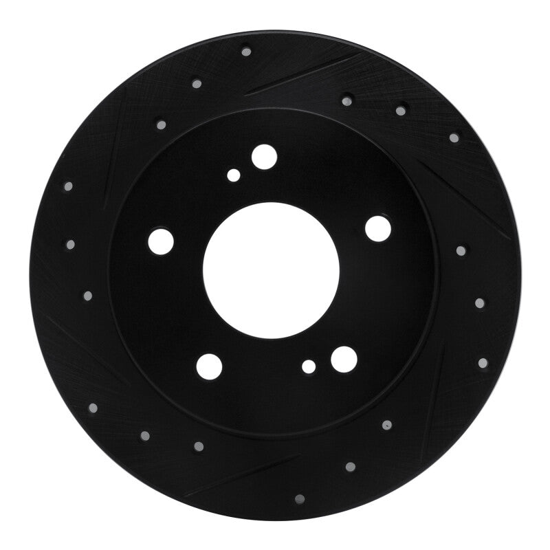 R1 Concepts R1 94-98 Nissan 240SX Rear Left Drilled & Slotted Black Brake Rotor