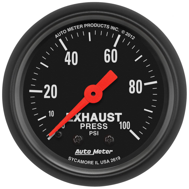 Autometer Z Series 2-1/16in 0-100 PSI Mechanical Exhaust Pressure Gauge