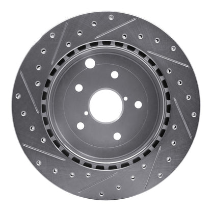 R1 Concepts R1 08-20 Subaru WRX STI Rear Right Drilled & Slotted Silver Brake Rotor