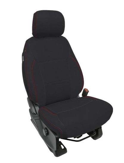 PRP Seats PRP 2021+ Ford 150/ 2023+ SuperDuty Front Seat Covers (Pair) - Black w/ Red Stich