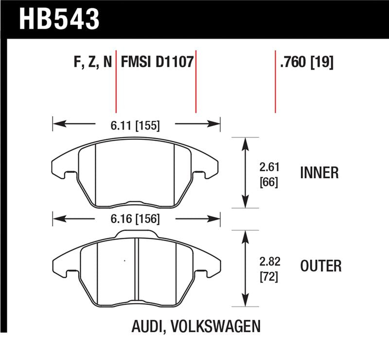 Hawk Performance Hawk Audi A3 Quattro / VW EOS / Golf / Jetta / Passat / Rabbit HPS Front Brake Pads