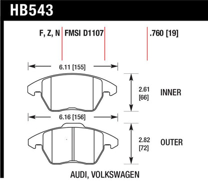 Hawk Performance Hawk Audi A3 Quattro / VW EOS / Golf / Jetta / Passat / Rabbit HPS Front Brake Pads