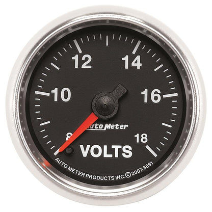 Autometer GS Series 2-1/16in Voltmeter 18V Electrical Gauge Full Sweep