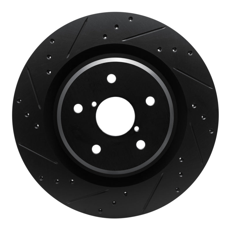 R1 Concepts R1 -25 Subaru Ascent Rear Left Drilled & Slotted Black Brake Rotor