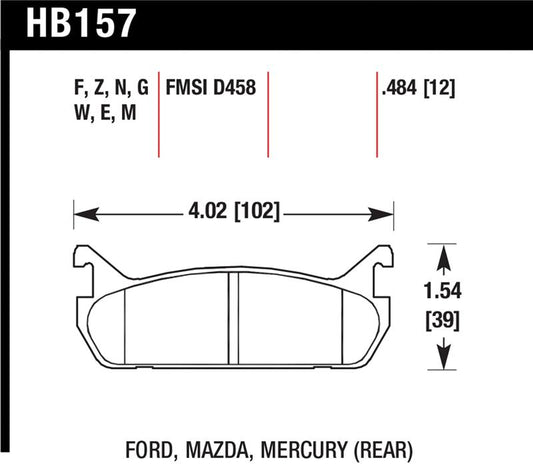 Hawk Performance Hawk 91-96 Ford Escort / 90-93 Mazda Miata / 90-94 Protege / 91-96 Mer Tr DTC-30 Race Rear Brake Pad