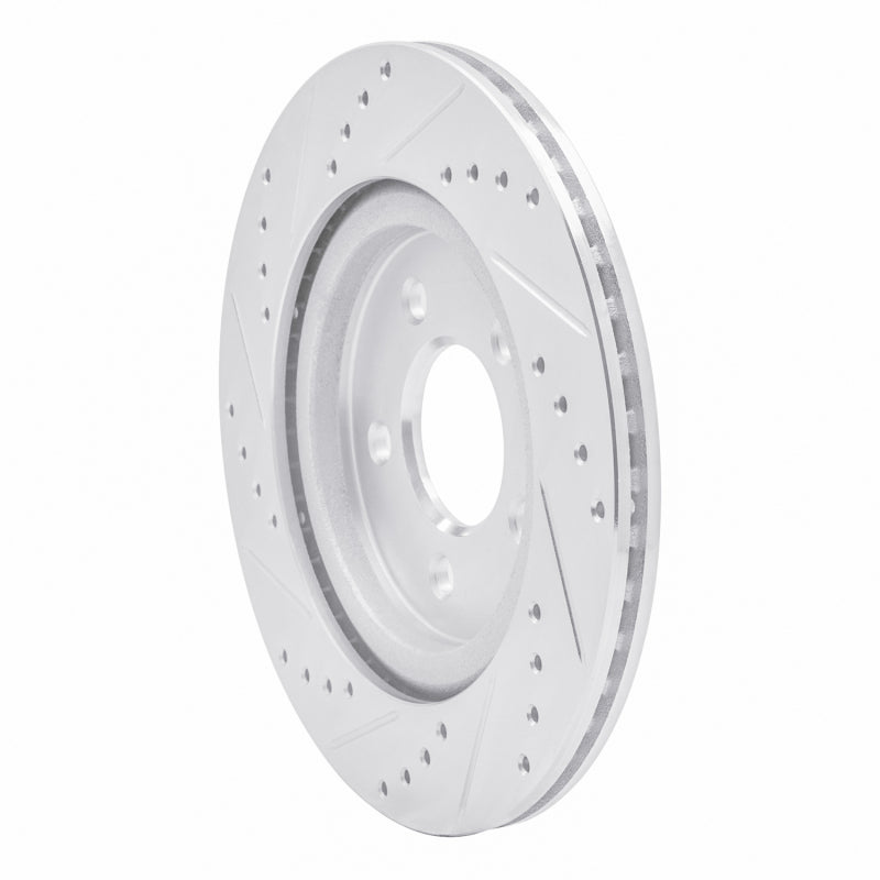 R1 Concepts R1 05-14 Ford Mustang Rear Right Drilled & Slotted Silver Brake Rotor