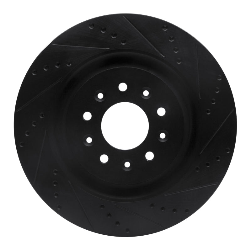 R1 Concepts R1 00-06 Jaguar XKR Front Right Drilled & Slotted Black Brake Rotor