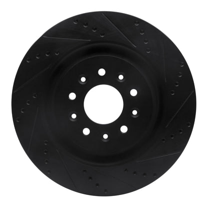 R1 Concepts R1 00-06 Jaguar XKR Front Right Drilled & Slotted Black Brake Rotor