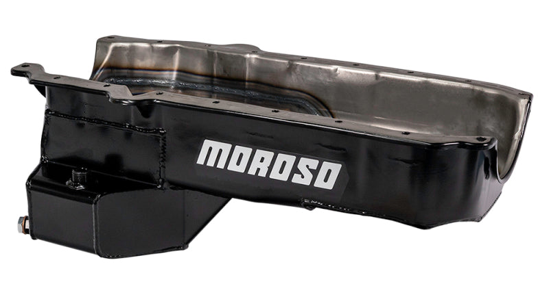 Moroso 86-Up Chevrolet SBC (w/Passenger Side Dipstick) Wet Sump 5.5qt 7.5in Steel Oil Pan - Black