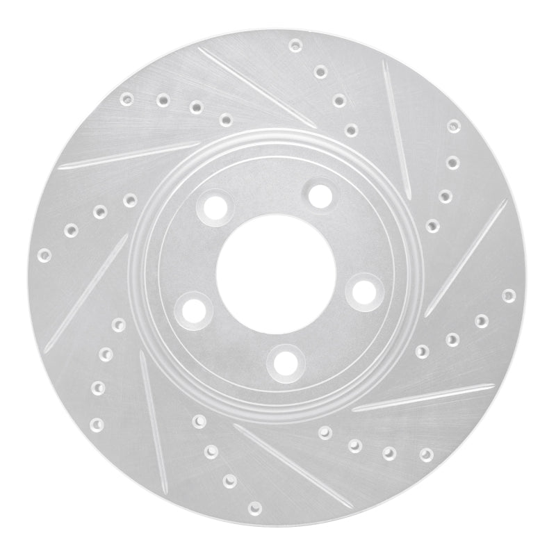 R1 Concepts R1 06-08 Jaguar S-Type Front Right Drilled & Slotted Silver Brake Rotor