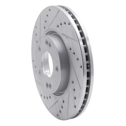 R1 Concepts R1 05-24 Hyundai Veloster Front Left Drilled & Slotted Silver Brake Rotor