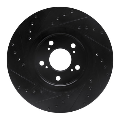 R1 Concepts R1 05-12 Acura RL Front Right Drilled & Slotted Black Brake Rotor