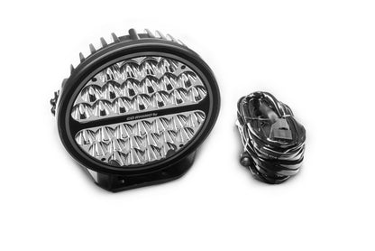 Go Rhino Xplor Blackout Series Round Single LED Spot Light Kit w/DRL (Surface Mount) 9in. - Blk