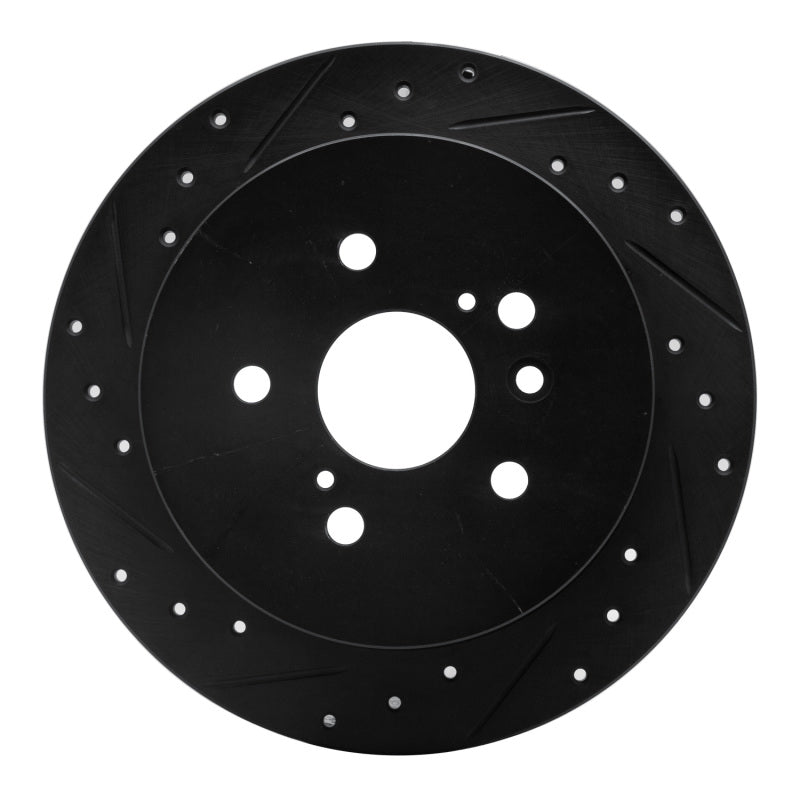 R1 Concepts R1 09-15 Toyota Venza Rear Left Drilled & Slotted Black Brake Rotor