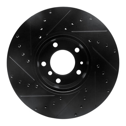 R1 Concepts R1 91-01 BMW 850CI Front Right Drilled & Slotted Black Brake Rotor