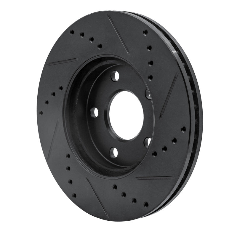 R1 Concepts R1 06-11 Chevrolet HHR Front Left Drilled & Slotted Black Brake Rotor