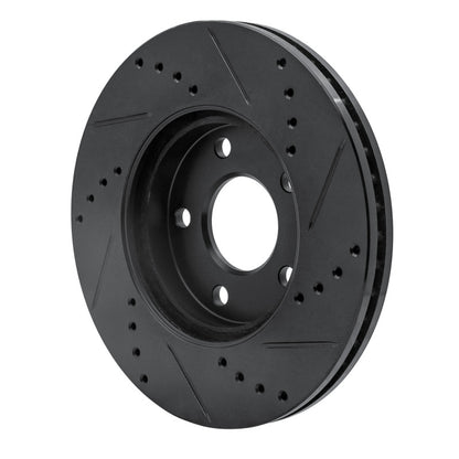 R1 Concepts R1 06-11 Chevrolet HHR Front Left Drilled & Slotted Black Brake Rotor