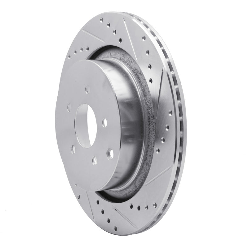 R1 Concepts R1 09-24 Infiniti Q70 Rear Right Drilled & Slotted Silver Brake Rotor