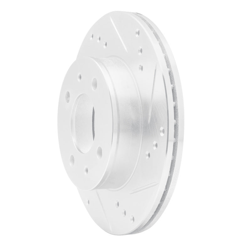 R1 Concepts R1 00-02 Hyundai Accent Front Right Drilled & Slotted Silver Brake Rotor