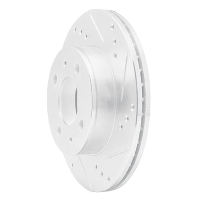 R1 Concepts R1 00-02 Hyundai Accent Front Right Drilled & Slotted Silver Brake Rotor