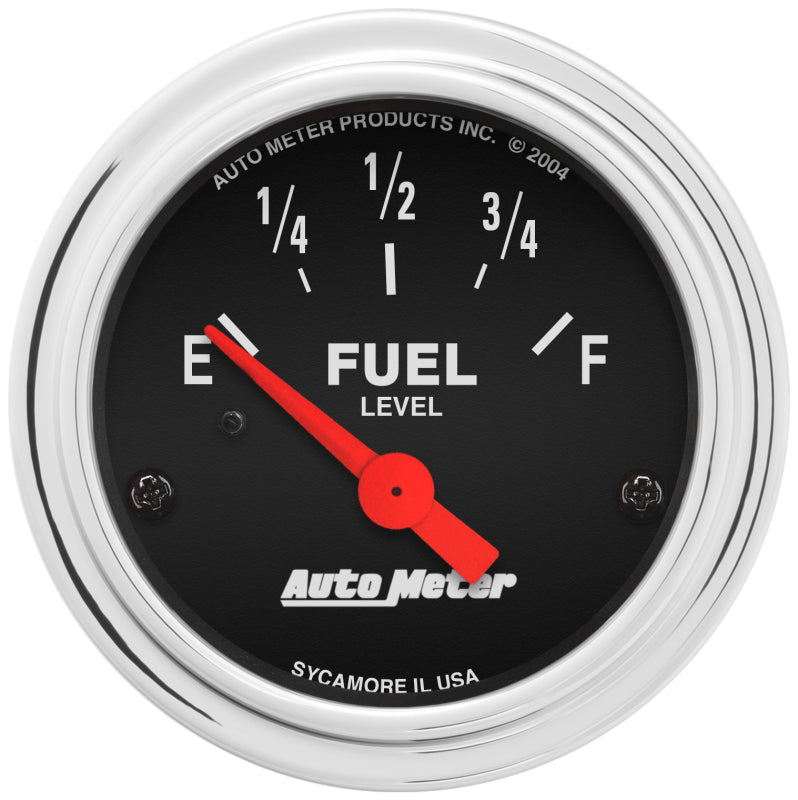 Autometer Traditional Chrome 2-1/16in 0 Ohm - 30 Ohm Full Electrical Fuel Level Gauge