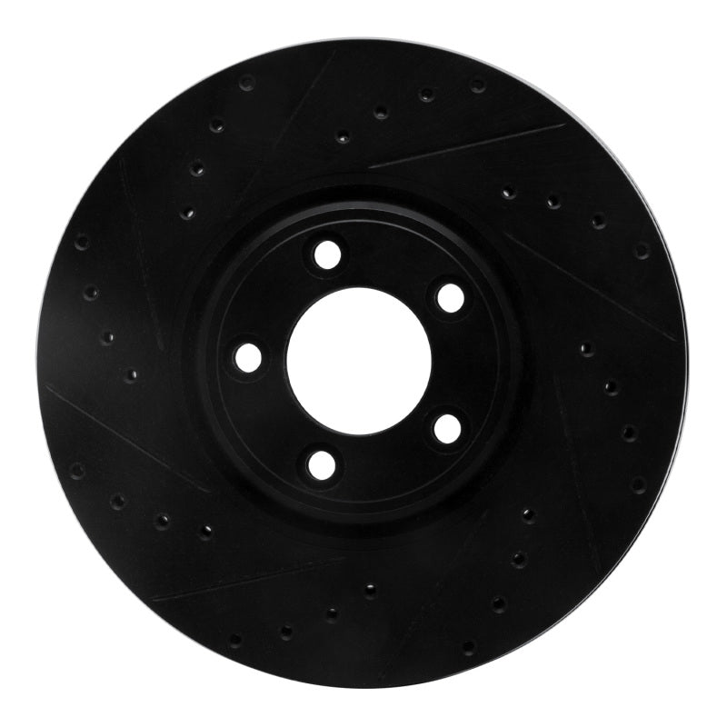 R1 Concepts R1 03-05 Jaguar S-Type Front Left Drilled & Slotted Black Brake Rotor