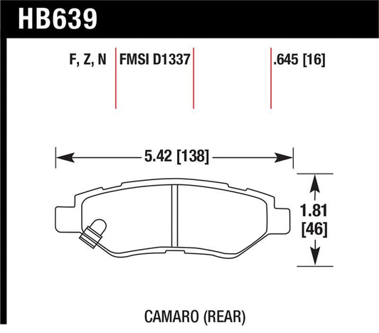 Hawk Performance Hawk 10-15 Chevrolet Camaro 3.6L / 08-14 Cadillac CTS (w/JE5/J55 Brakes) DTC-60 Race Rear Brake Pads