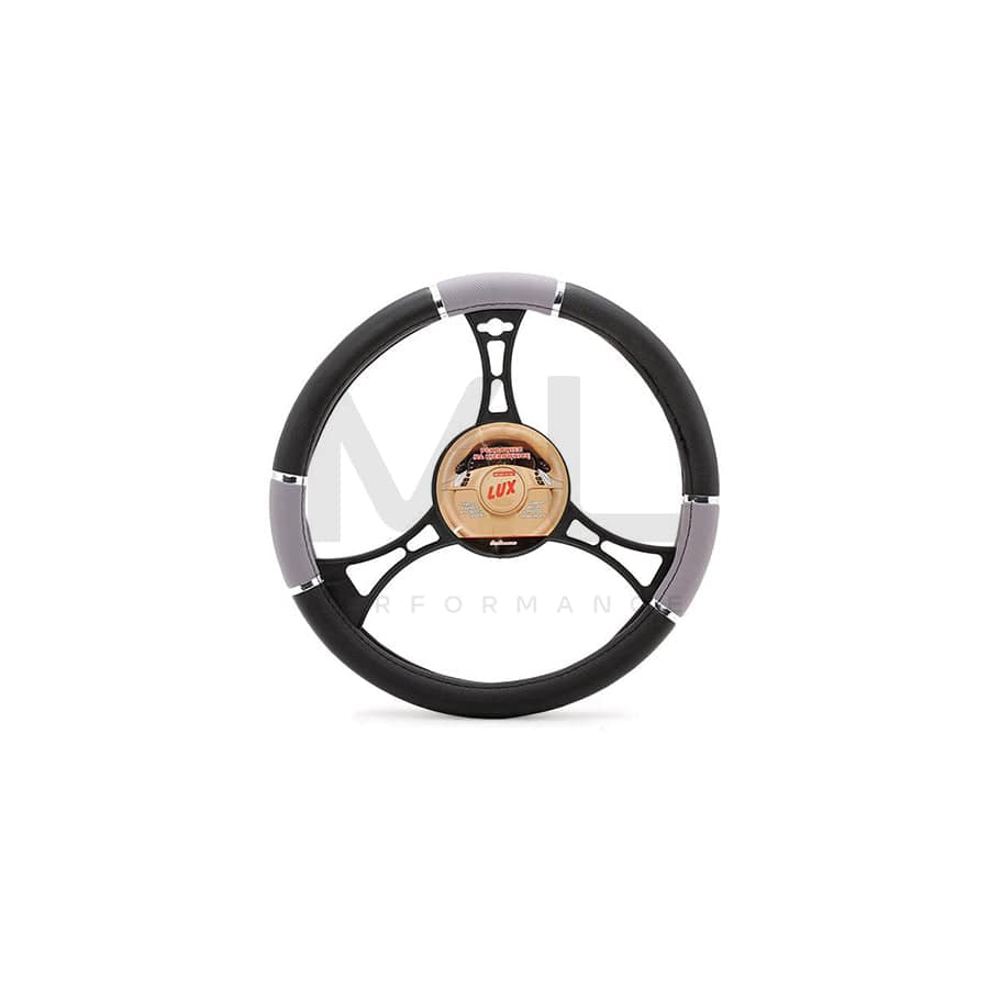 CARCOMMERCE 61127 Steering wheel cover Black, Grey, Ø: 37-38cm, Leatherette