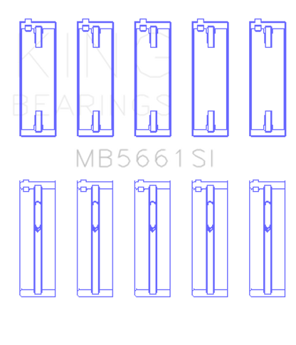 King Engine Bearings King Audi / Volkswagen ADZ/AWT/APK 1.6/1.8/2.0L Crankshaft Main Bearing Set (Set of 5) (Size +0.5)