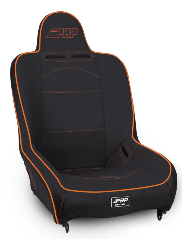 PRP Seats PRP Premier High Back Suspension Seat- Black/Orange Vinyl