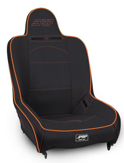 PRP Seats PRP Premier High Back Suspension Seat- Black/Orange Vinyl
