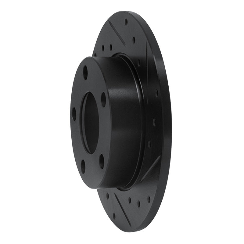 R1 Concepts R1 85-00 Audi 5000S Quattro Rear Right Drilled & Slotted Black Brake Rotor