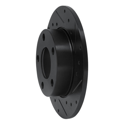 R1 Concepts R1 85-00 Audi 5000S Quattro Rear Right Drilled & Slotted Black Brake Rotor