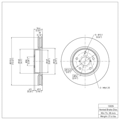 DFC 15-21 Subaru WRX Front GeoSPEC Coated Rotor