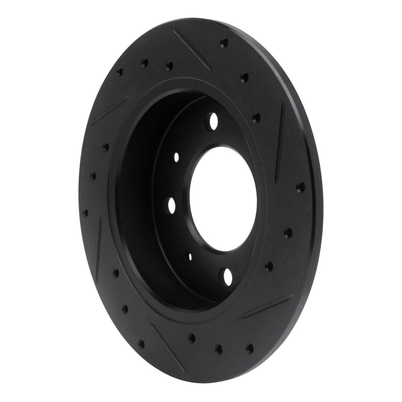 R1 Concepts R1 04-09 Kia Spectra Rear Left Drilled & Slotted Black Brake Rotor