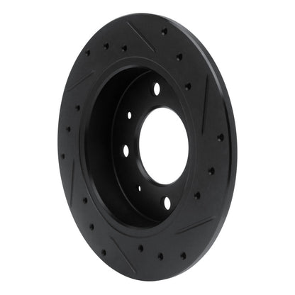 R1 Concepts R1 04-09 Kia Spectra Rear Left Drilled & Slotted Black Brake Rotor
