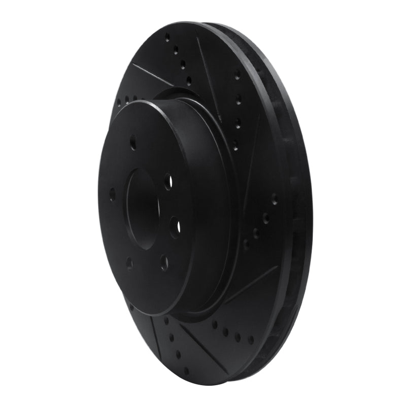 R1 Concepts R1 00-06 Jaguar XJR Rear Right Drilled & Slotted Black Brake Rotor