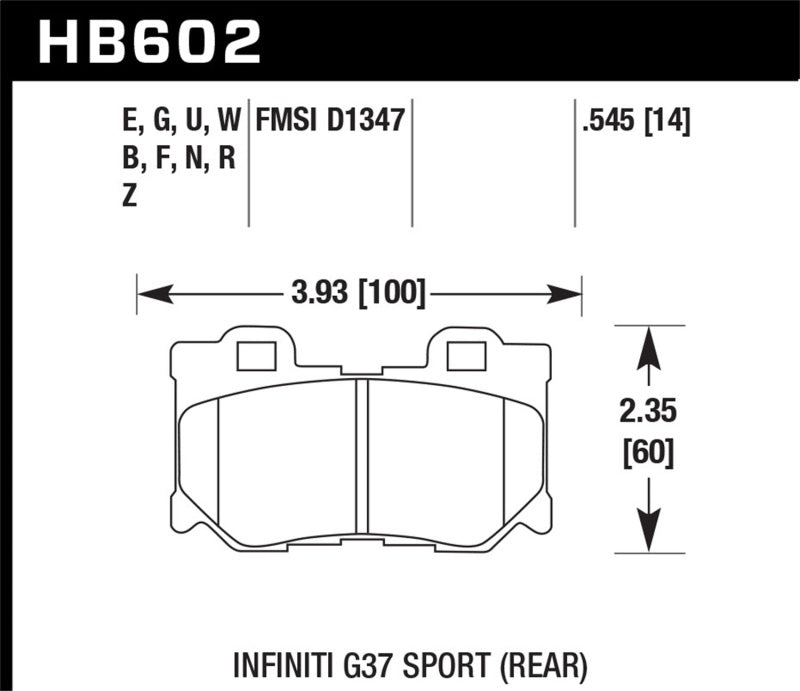 Hawk Performance Hawk Infiniti G37 Sport HPS Street Rear Brake Pads
