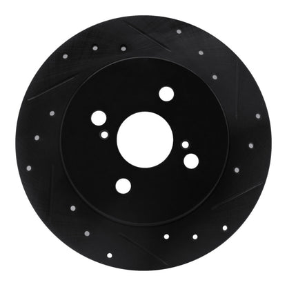 R1 Concepts R1 12-18 Toyota Yaris (USA/Canada) Rear Right Drilled & Slotted Black Brake Rotor